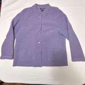Lands’ End | Boiled Wool Jacket | Lavender | Women’s 14 | Button Front | Unstruc
